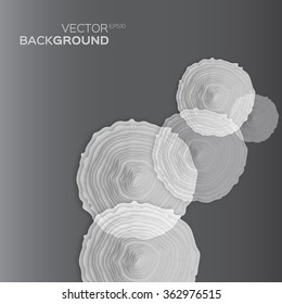 Tree rings with saw cut tree trunk - cut from paper concept background. Origami form forestry and sawmill. Applique Vector illustration - eps10