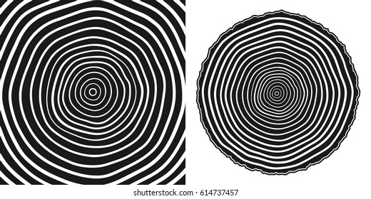 Tree rings and saw cut tree trunk background. Vector illustration