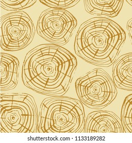 Tree Rings Seamless Vector Pattern. Saw cut tree trunk background. Vector illustration for textile, print, wallpapers, wrapping.