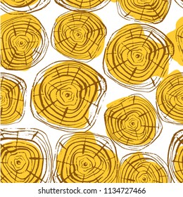 Tree Rings Seamless Vector Pattern. Saw cut tree trunk background. Vector illustration for textile, print, wallpapers, wrapping.