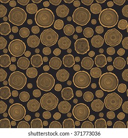 Tree Rings Seamless Vector Pattern. Saw cut tree trunk background. Vector Illustration.