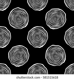 Tree Rings Seamless Vector Pattern. Saw cut tree trunk background. Vector Illustration.