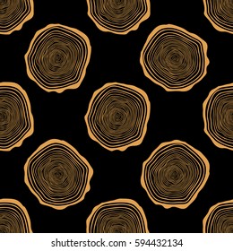 Tree Rings Seamless Vector Pattern. Saw cut tree trunk background. Vector Illustration.