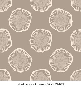 Tree Rings Seamless Vector Pattern. Saw cut tree trunk background. Vector Illustration.