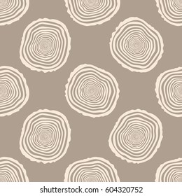 Tree Rings Seamless Vector Pattern. Saw cut tree trunk background. Vector Illustration.