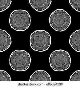 Tree Rings Seamless Vector Pattern. Saw cut tree trunk background. Vector Illustration.