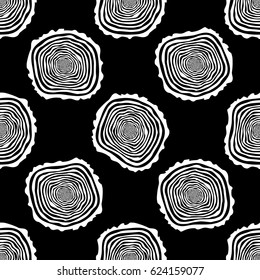 Tree Rings Seamless Vector Pattern. Saw cut tree trunk background. Vector Illustration.