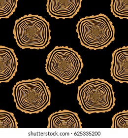 Tree Rings Seamless Vector Pattern. Saw cut tree trunk background. Vector Illustration.