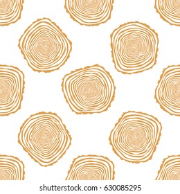 Tree Rings Seamless Vector Pattern. Saw cut tree trunk background. Vector Illustration.