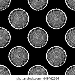 Tree Rings Seamless Vector Pattern. Saw cut tree trunk background. Vector Illustration.