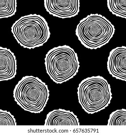 Tree Rings Seamless Vector Pattern. Saw cut tree trunk background. Vector Illustration.