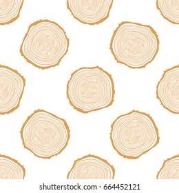 Tree Rings Seamless Vector Pattern. Saw cut tree trunk background. Vector Illustration.
