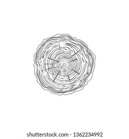 tree rings. simple flat vector icon illustration. outline line symbol - editable stroke