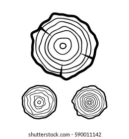 Tree rings vector illustration. Tree rings vintage symbol.