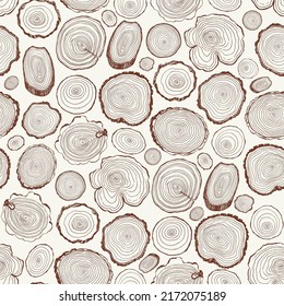 Tree rings vector seamless pattern