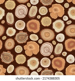 Tree rings vector seamless pattern