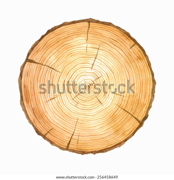 木の輪 水彩イラスト ベクター手描きの抽象的背景 ペイントされた木のテクスチャー のベクター画像素材 ロイヤリティフリー 256458649