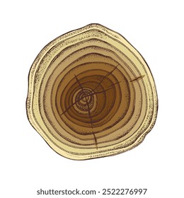 Sección transversal de madera de los anillos de árbol