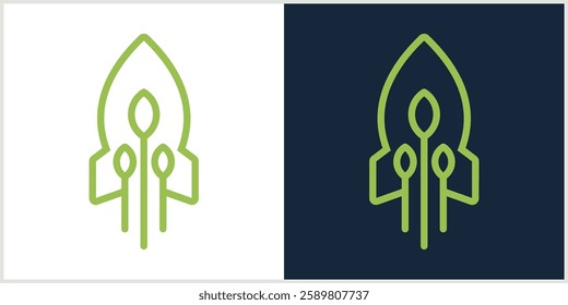 Tree Rocket Launch Icon Logo Design Elements
