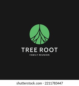 Tree root circle minimal logo icon sign t shirt design concept. Vector illustration