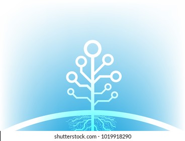 Tree and root circuit line with technology abstract and growth concept, Vector illustration background.