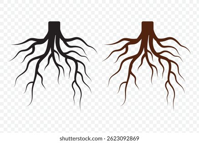 Tree root icon set. Tree root silhouette set. EPS 10