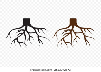 Tree root icon set. Tree root silhouette set. EPS 10