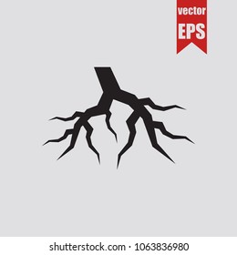 Tree root icon in trendy isolated on grey background.Vector illustration.