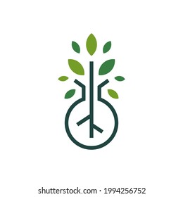 Tree Root Lab Laboratory Leaf Logo Vector Icon Illustration