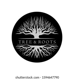 Tree and root logo design, root and tree icon, vector