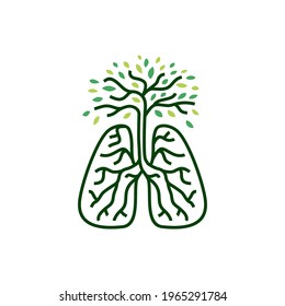 tree root lung breath logo vector icon illustration