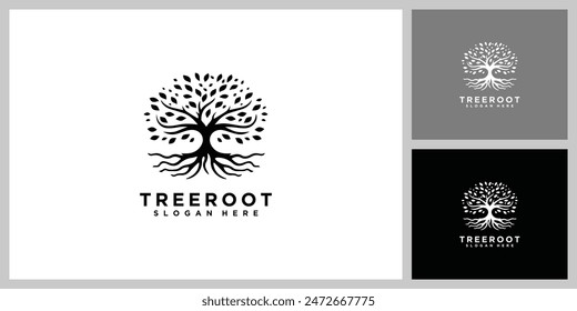 tree and root vector design template
