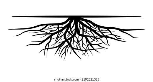 Tree Root Vector Illustration Black Silhouette Stock Vector (Royalty ...