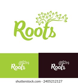 Tree Root vector logo this beautiful root is a root app icon, beauty, growth, strength, and good health root