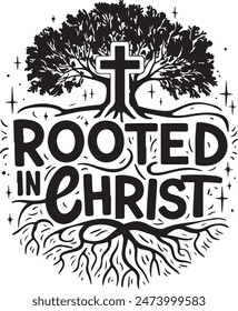 Tree Rooted in Christ Vector Graphic