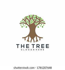 tree and roots abstract logo with circle shape