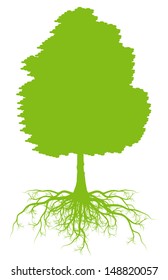 Tree with roots background ecology vector concept