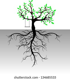 Tree with Roots Background, vector