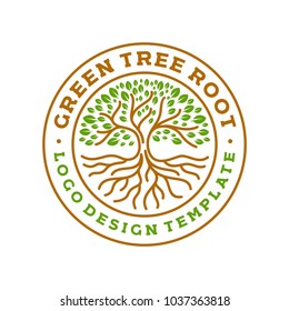 tree roots circle logo badge modern