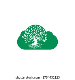 Tree Roots cloud shape concept vector logo design.