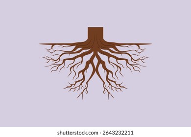 Tree Roots Concept. Colored flat vector illustration isolated
