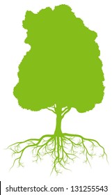 Tree with roots green ecology vector background concept