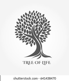 Tree With Roots Icon Or Logo. Vector Illustration