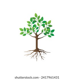 vector de icono de árbol y raíz