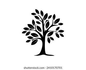 Tree with Roots Icon Vector illustration. trees symbol. branch leaf sign, emblem isolated on white background, Flat style for graphic and silhouette, logo. EPS10 black pictogram. svg