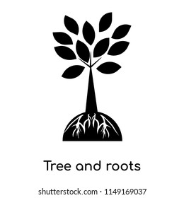 Tree and roots icon vector isolated on white background for your web and mobile app design, Tree and roots logo concept