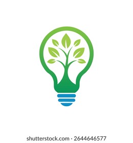 Tree with roots inside light bulb logo vector art