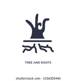 tree and roots isolated icon. Simple element illustration from ecology concept. tree and roots editable logo symbol design on white background. Can be use for web and mobile.
