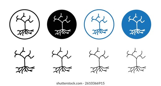 Tree with roots and leaves icon Black and white outline vector