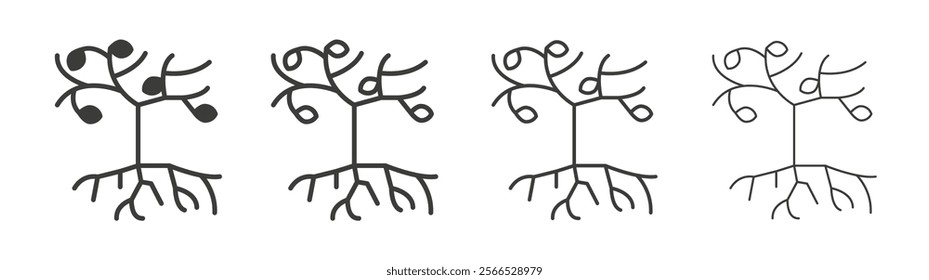 Tree with roots and leaves icon collection for website design, app, UI design.